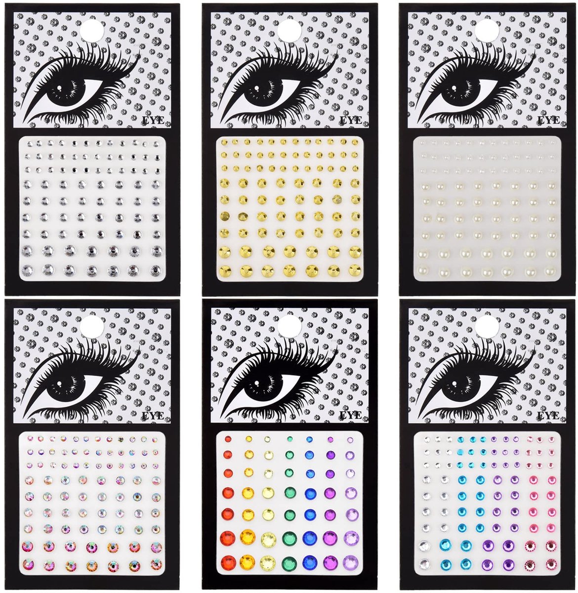 Dailygoods- Gezicht Sticker Glitter - 6 Vellen Oognagelstickers - Festival Decoratie - Make-up Accessoire - Tijdelijke Tattoo - Geschikt voor Dames en Meisjes - Body Art