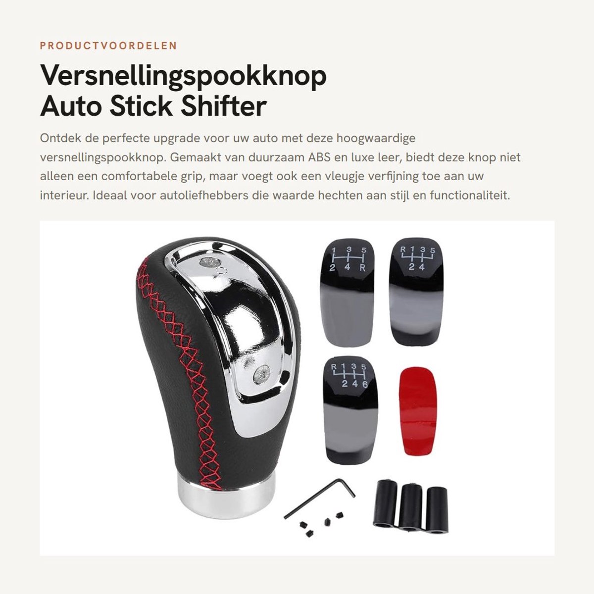 Dailygoods- Versnellingspookknop Hoogwaardig ABS/Leer - Auto Stick Shifter - Elegant Ontwerp - Duurzaam - Comfortabele Grip - Stijlvolle Upgrade - Schakelknop
