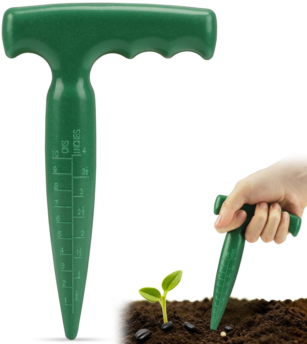 Dailygoods- Zaadplanter 17,5 cm - Tuingereedschap - Bolgraver - Tuinplanter - Tuingereedschapset - Handgereedschap voor zaden planten