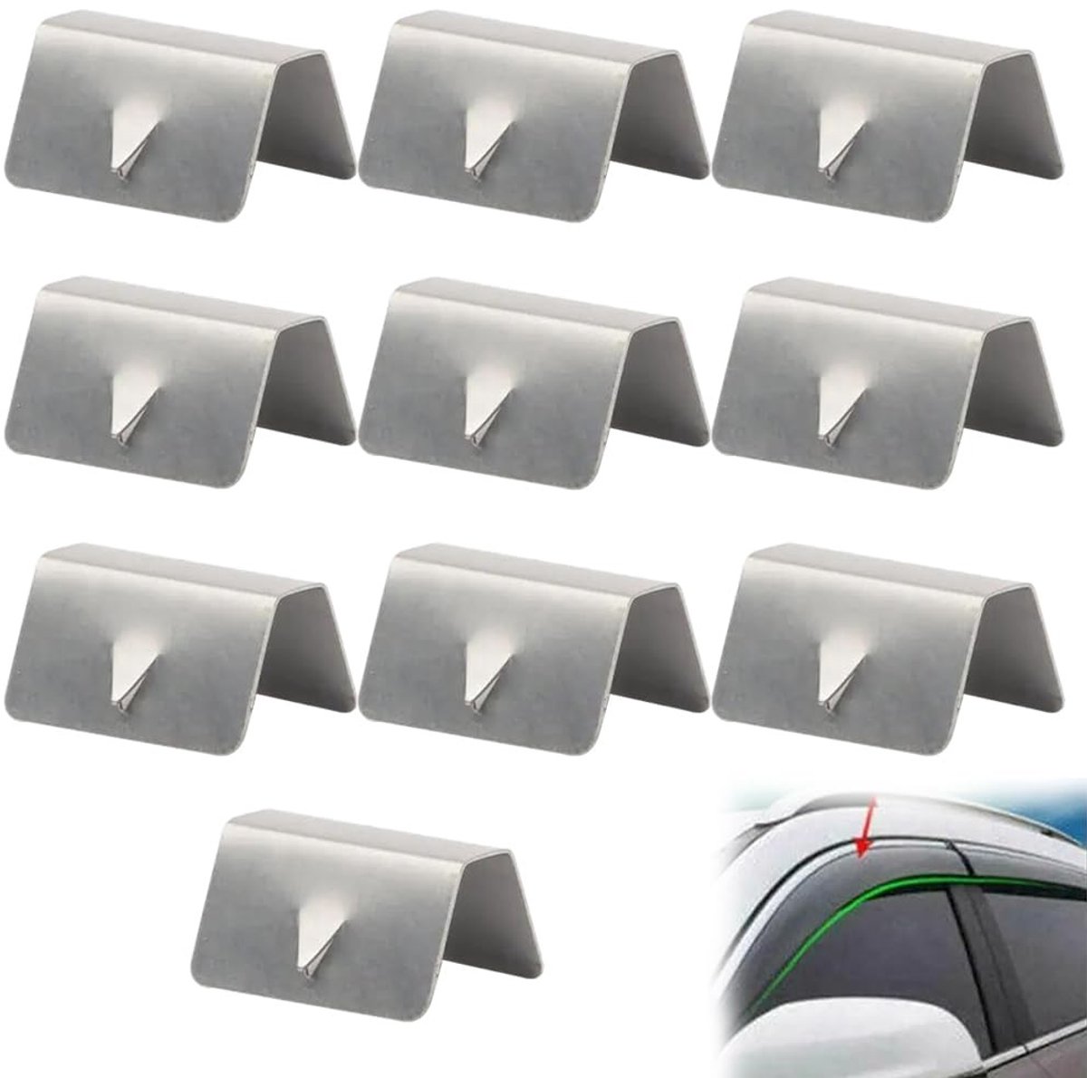 Dailygoods- Bevestigingsclip Roestvrij Staal - Windafwijsclip - Regenafleidingclip - Auto-voorruitclip - 10 Stuks - Duurzaam en Robuust - Ruitclip