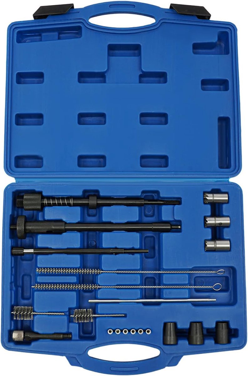 Injector reinigingsset - Motor reiniger - Brandstofsysteem onderhoud - Complete reparatieset - 40x32x9 cm - Zwart zilver blauw