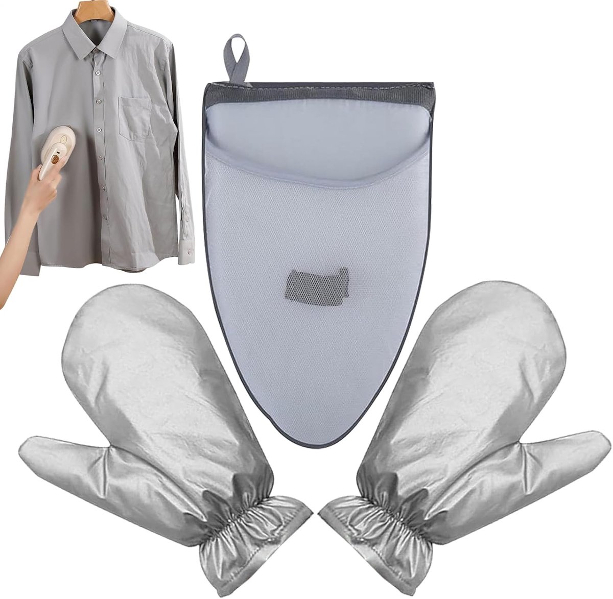 Stoomstrijkhandschoen - Mini strijkplank - Kleding verzorgen - Hittebestendig materiaal - 26x16x3 cm - Grijs