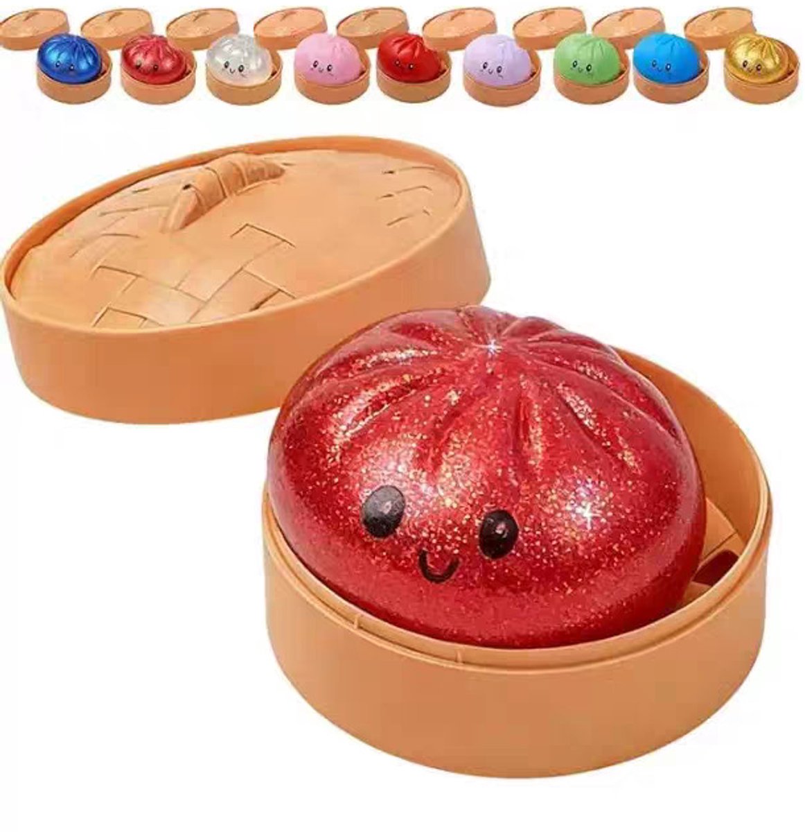 Cokar - squishy - Fidgets - fidget toys - dumpling squishy - dumpling - Groot Dumpling squishy speelgoed met stoombox - dumpling squishy groot - stressbal - fidget - squishies - 1 stuk - Rood