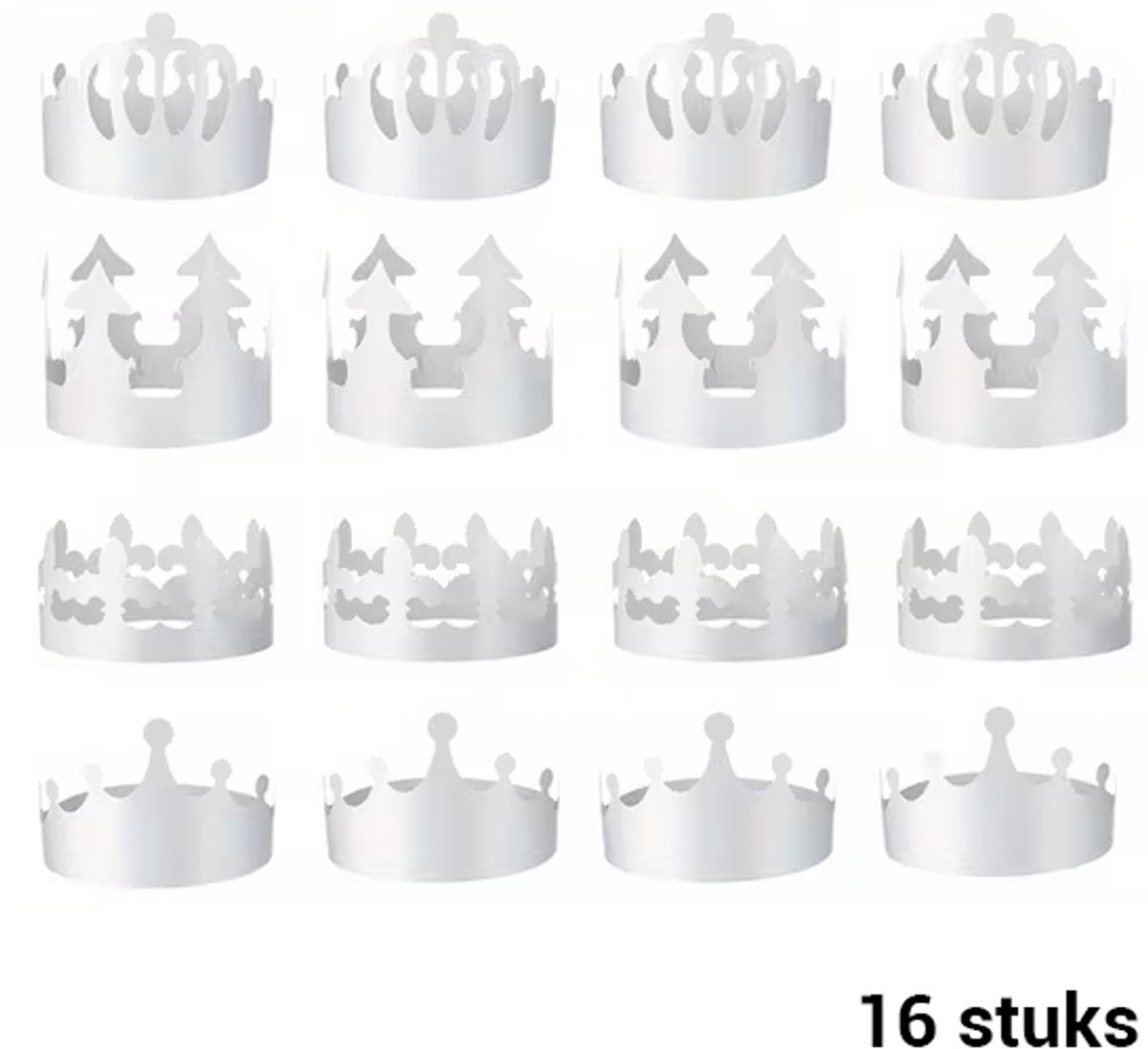 Papieren kroon knutselset - 16 stuks - Versier je eigen kroontje - Knutselpakket kroontjes maken - DIY knutselen kinderfeestje – Knutselen met kinderen – Decoreer je eigen feesthoed - Hobbymateriaal – Knutselmateriaal - Knutselspullen