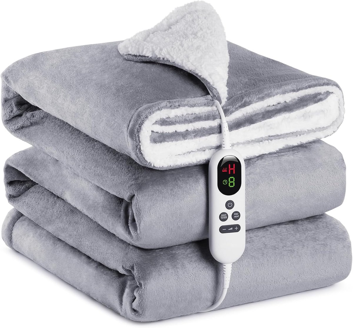 Elektrische Deken - Verwarmde Plaid - Comfort Verwarmen - Automatische Uitschakeling - 130x180 cm - Grijs