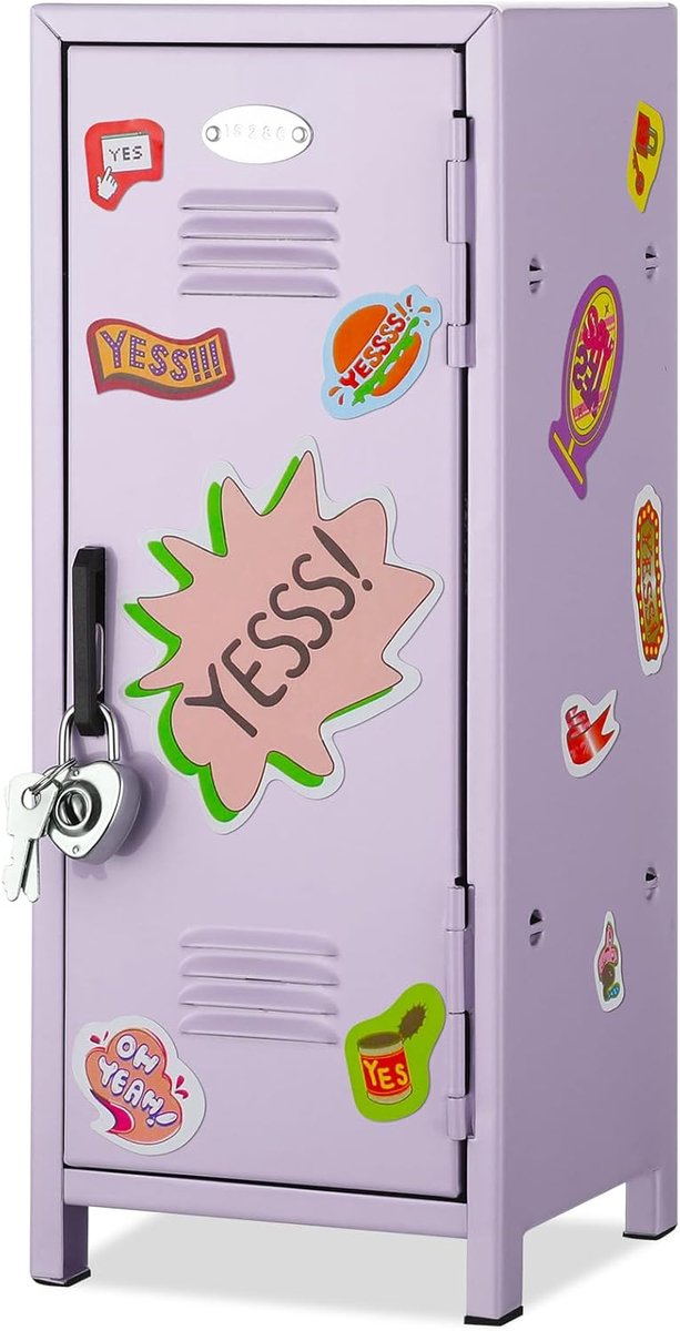 Mini kluisje - Opbergkastje bureau - Kleine spullen opbergen - Met slot en sleutels - 275 cm hoog - Paars