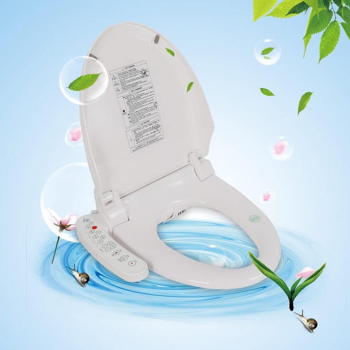 Elektrisch Bidet - Douche WC Opzetstuk - Persoonlijke Hygiëne - Verwarmde Zitting - 51 x 46 x 14 cm - Wit