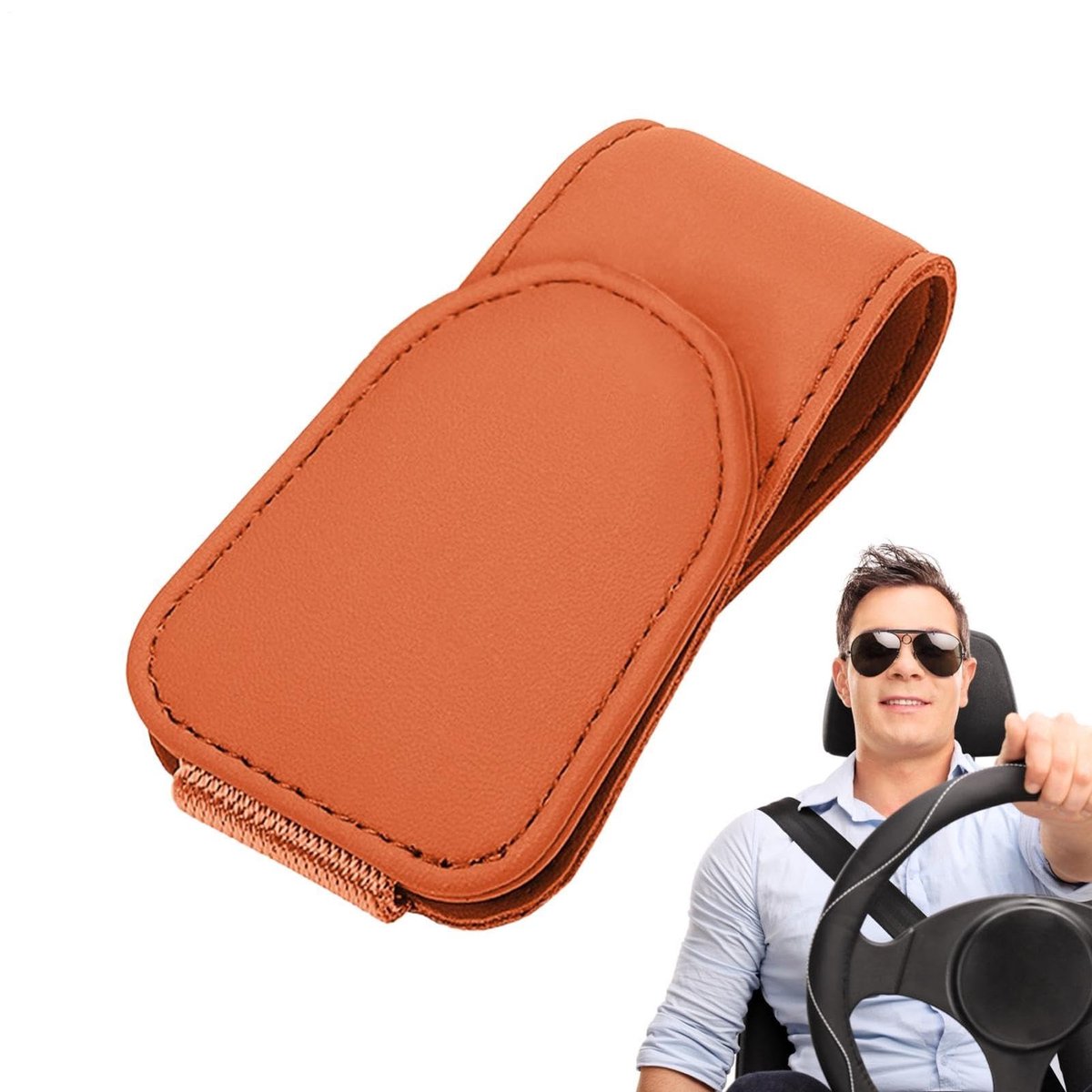 Dailygoods- Autozonneklepclip - Opberghouder voor Zonnebrillen - PU-lederen Auto-interieuraccessoires - 9,5x4,5cm - Lichtgewicht - Veilig onderweg - Autohouder