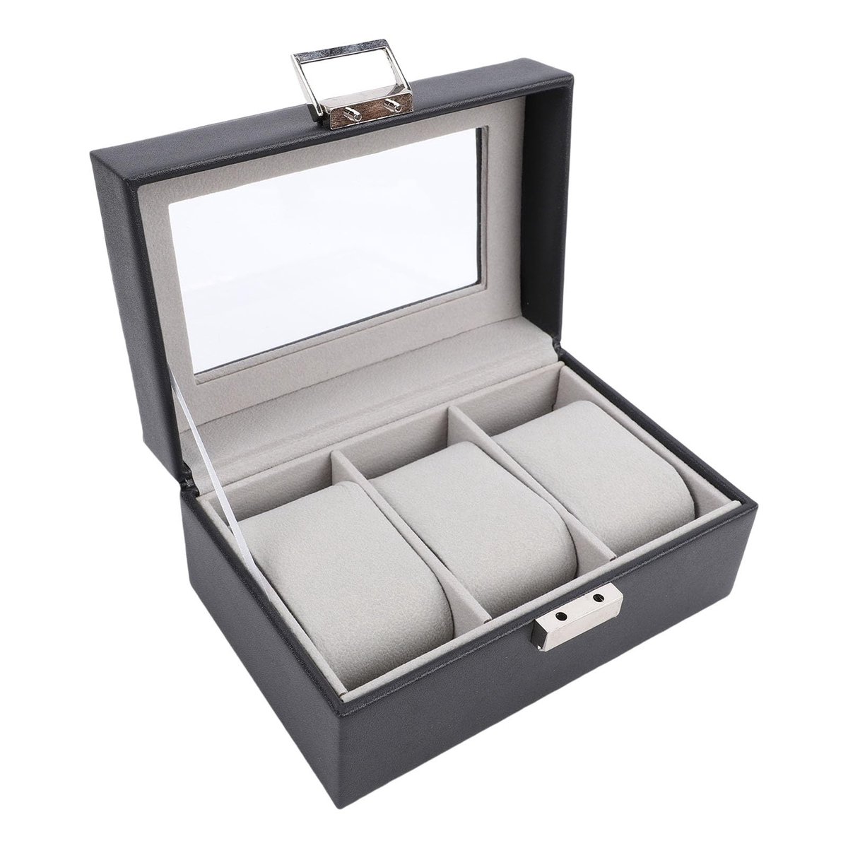 Dailygoods- Horlogedoos Stevige Materialen - Horlogekast met Glazen Deksel - Organizer voor Mannen/Vrouwen - Verwijderbaar Kussen - Stofdicht - Eenvoudig Schoon te Maken