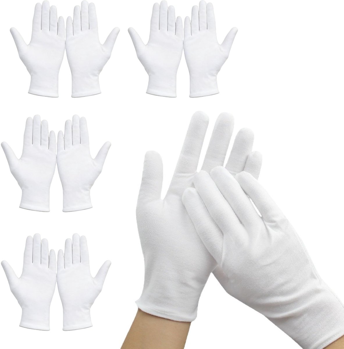 Dailygoods- Katoenen Handschoenen Maat L - Zachte Herbruikbare Handschoenen - Eczeem - Neurodermitis - Elastische Witte Handschoenen - 4 Paar