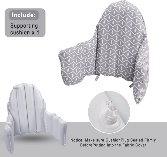 Kinderstoel Kussen - Zitverhoger Baby - Comfortabel Zitten - Opblaasbare Binnenvoering - 18 x 26.5 cm - Grijs Krokodil — afbeelding 3