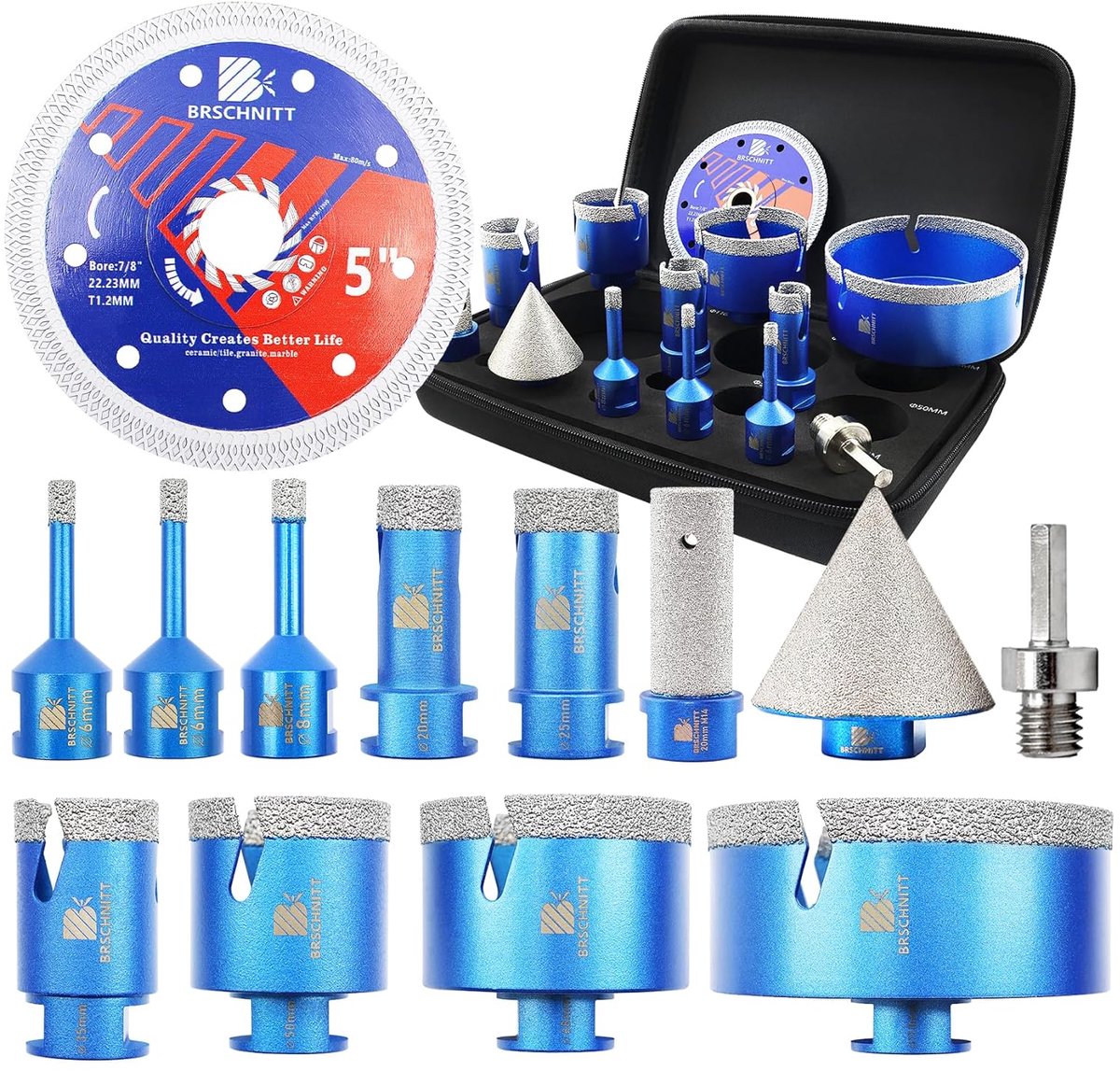 Diamant Boorbitset - Tegelgatzaag Set - Precisie Boren - Voor Harde Materialen - 9 Delig - Zilver