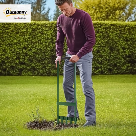 Gazonbeluchter Handmatig - Tuin beluchter - Gazon Onderhoud - Holle Punt Ontwerp - 30 x 94 cm - Donkergroen — afbeelding 2
