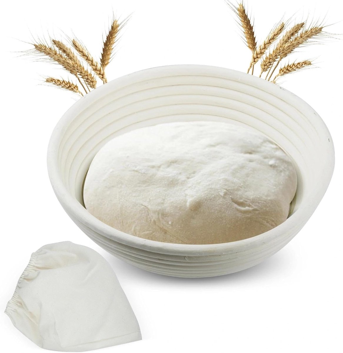 Gistingsmand Rond - Rijsmand Deeg - Brood Bakken - Handgemaakt Rotan - 23x8 cm - Natuurlijk