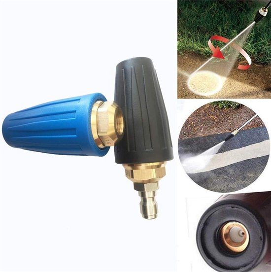 Draaibare turbine spuitmond 4000 PSI - Blauw, voor beton, auto’s, tuinen van Merkloos	 — afbeelding 2