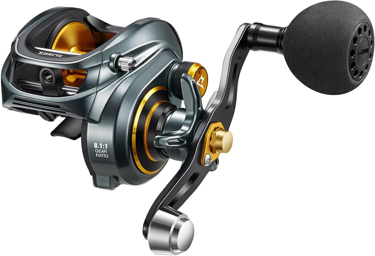 Baitcaster Molen - Vismolen Werpmolen - Grote Vissen Vangen - Aluminium Frame - 15 kg Slipkracht - Grijs Goud