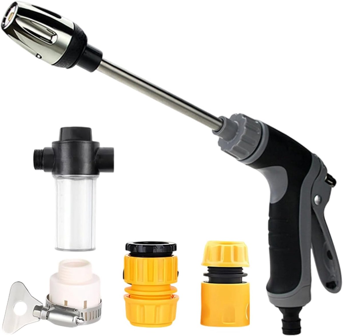 Krachtige Drukreiniger - Vloerreiniger - Terras Reinigen - Instelbare Intensiteit - 9 Meter Bereik - Grijs