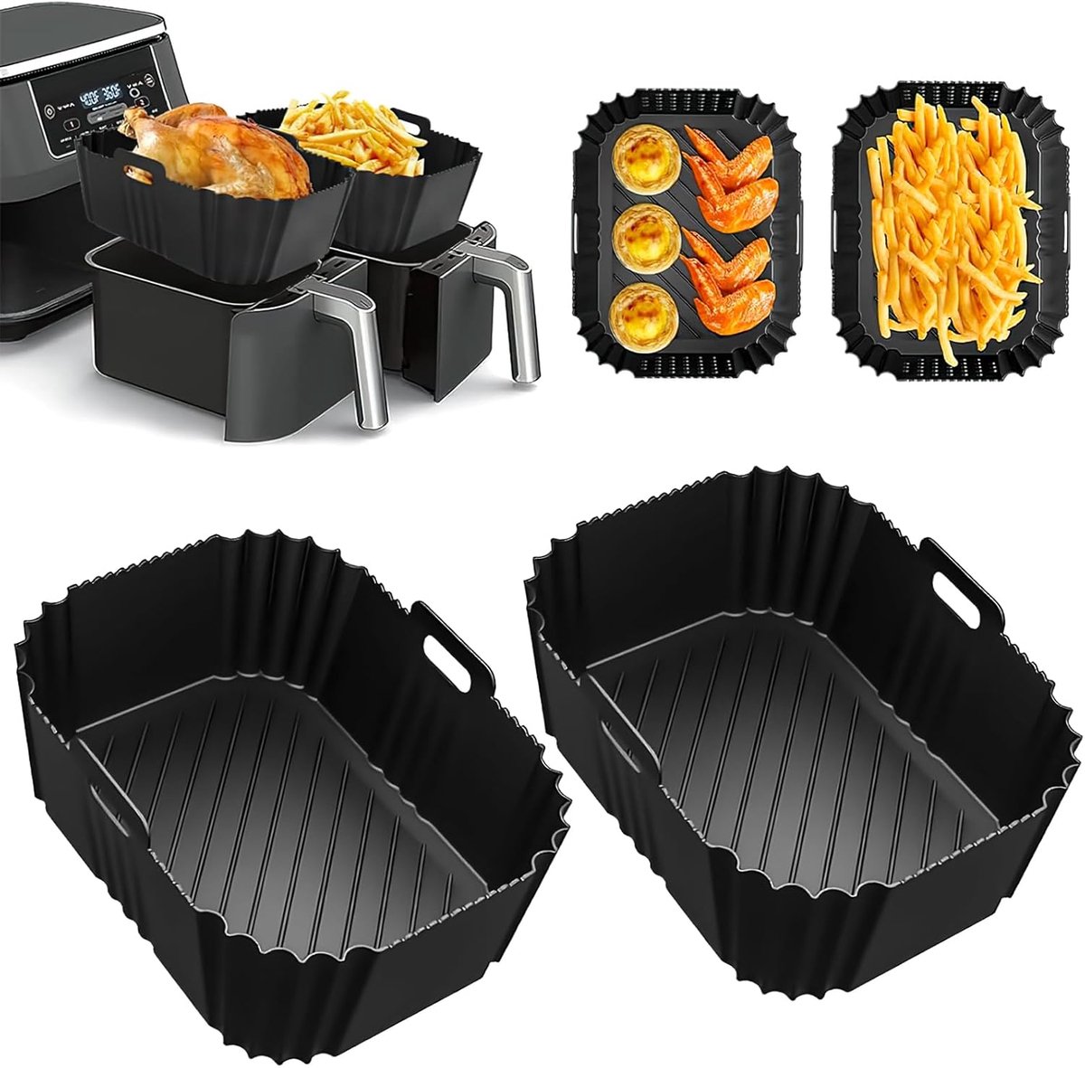 Siliconen Airfryer Accessoires Set van 2 Geschikt voor Ninja Dual Zone Airfryers