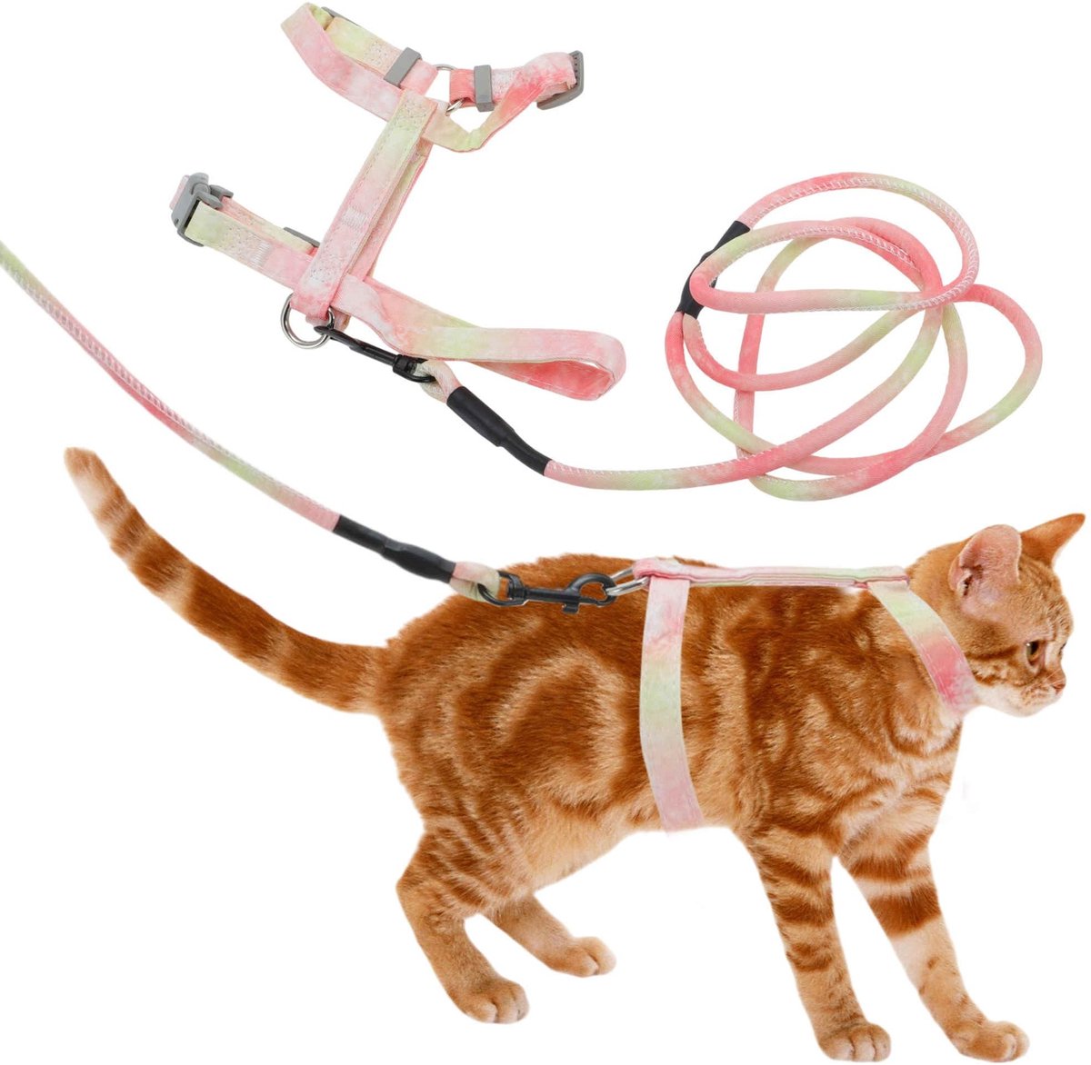 Dailygoods- Kat Tuigje Ontsnappingsbestendig - Lijn Set - Lichtgewicht Dieren Tuigje - Verstelbare Banden - Zacht Polyester - Comfortabel voor Katten - Kat Harnas