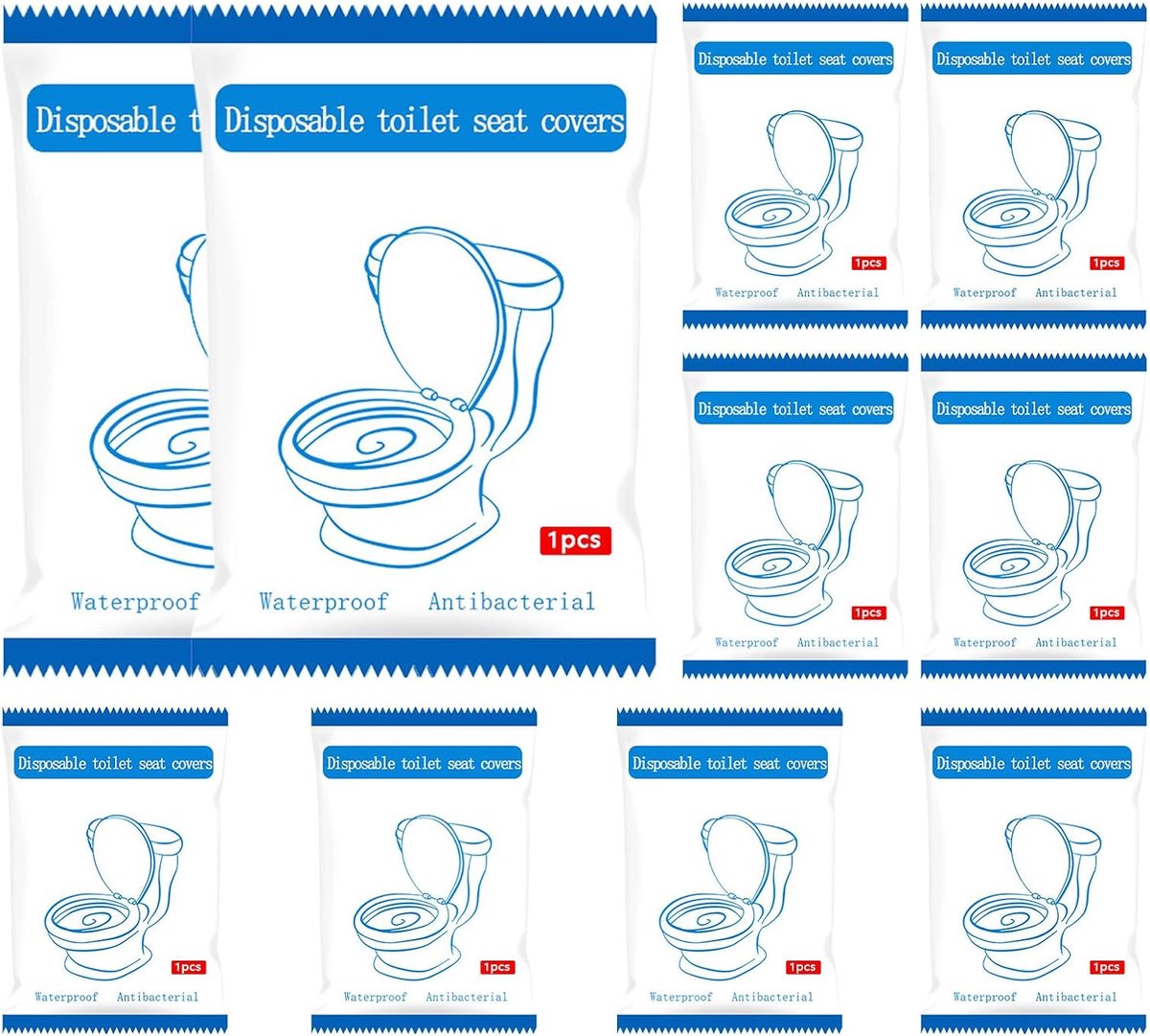 Toiletstoelhoezen - Reis toilet - Hygiënisch reizen - Individueel verpakt - Extra groot - Meerkleurig