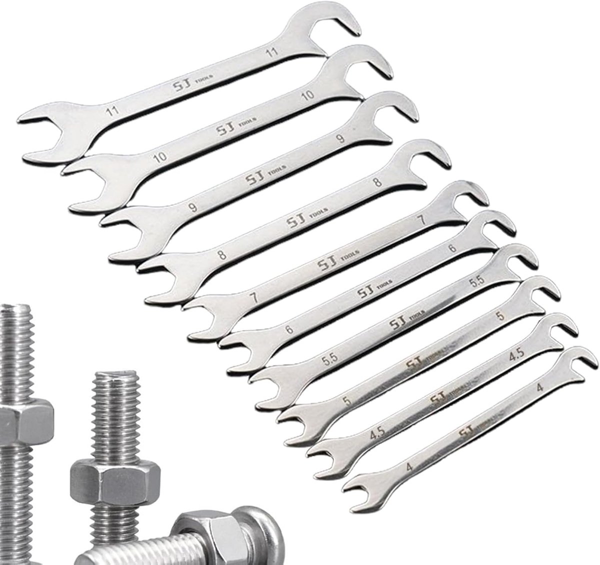 Ultradunne Moersleutelset - Mini Wrench Set - Reparatie en Onderhoud - Dubbele Sleuf Ontwerp - 10 Delig - Metaal