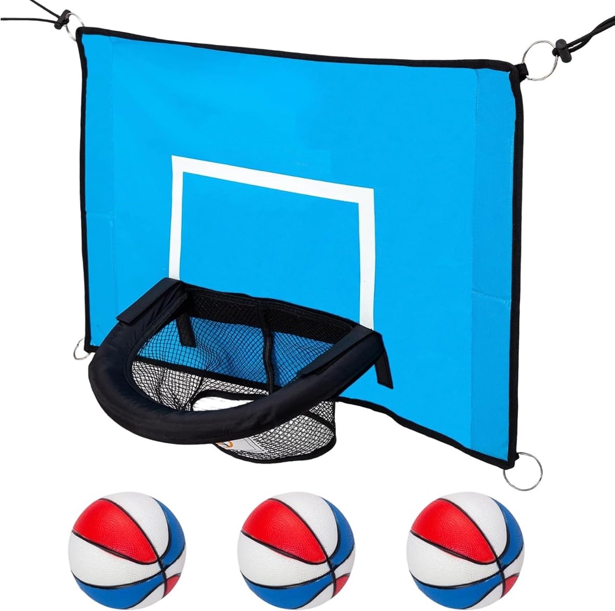 Trampoline Basketbal Set - Dunk Hoop - Buiten Sport - Verstelbare Hoogte - Inclusief 3 Ballen - Blauw