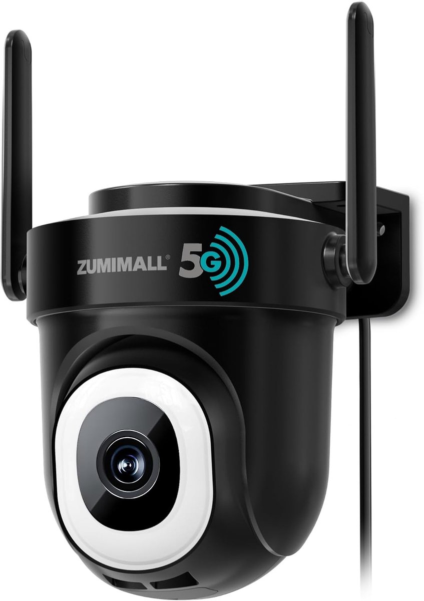 Beveiligingscamera Buiten - Wifi Camera - Huis Beveiligen - 5MP Kleuren Nachtzicht - 355 Graden Draaibaar - Zwart