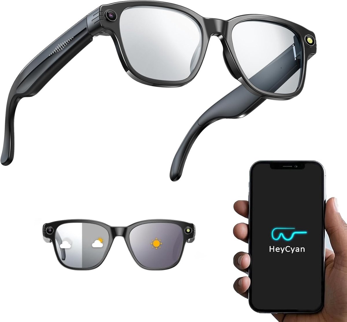 Slimme Bril - AI Camera - Handsfree Opnemen - Real-time Vertaling - 8MP Camera - Zwart