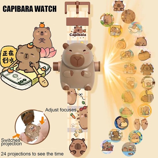 Projectieklok Kinderen - Dierenhorloge Educatief - Leren Klokkijken - 24 Patronen Projectie - 25 cm Lengte - Multicolor — afbeelding 4
