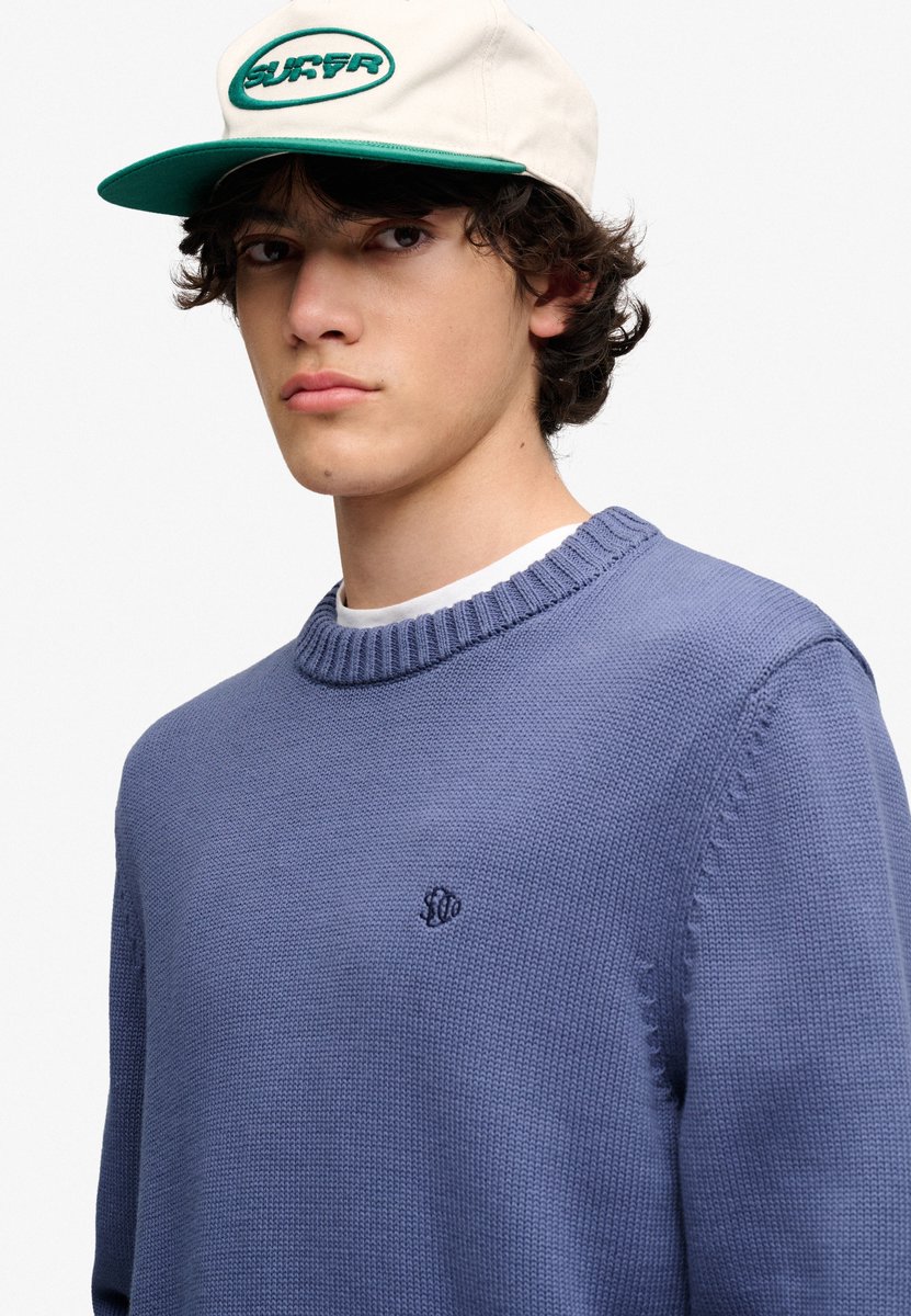 Superdry Trui Preppy Cotton Jumper M6110717a 27s Soft Mannen Blauw