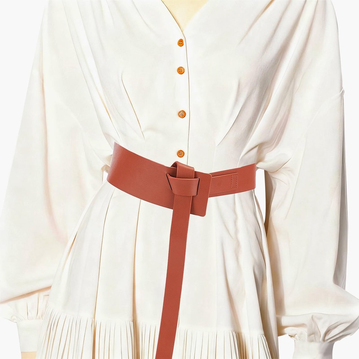 Dailygoods- Damesriem Elegant Design - Brede Riem - Geknoopt - PU-Leer - 116,5 cm - Camel
