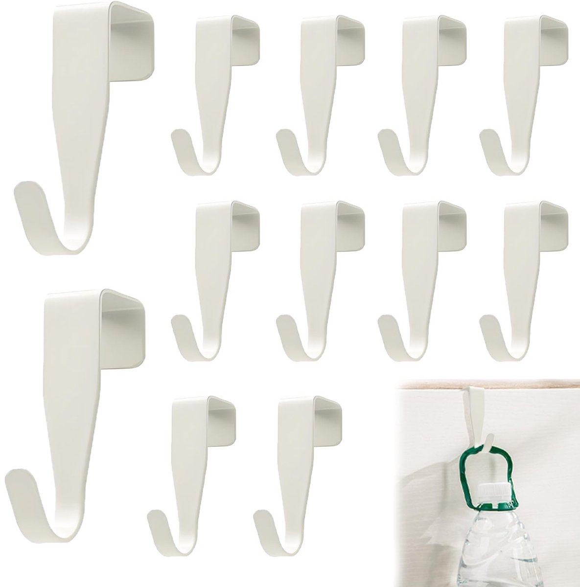Dailygoods- Deurhaken 12 Stuks - Stabiele Ophanging - Ophanghaken voor Voorwerpen - Geen Boren - Multifunctioneel Ontwerp - Wit - Ophanghaak
