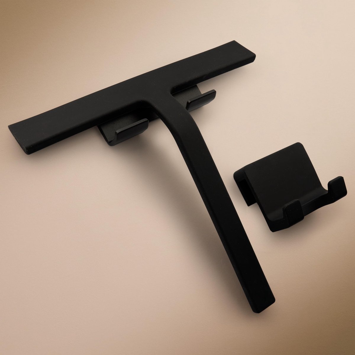 Moderne Douche Wiper | Glazenreiniger van Siliconen | Zonder Boren Houder | 23 cm | Zwart