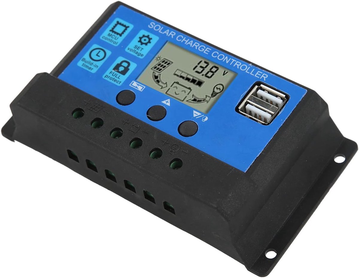 Solar Laadregelaar - Slimme Regelaar - Zonne-energie Systemen - LCD Display - 30A - Zwart