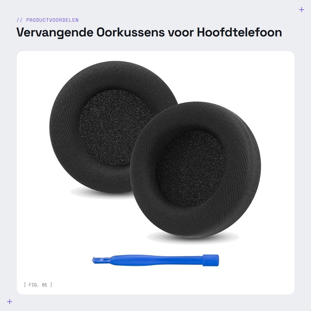 Dailygoods - Vervangende Oorkussens voor Hoofdtelefoon (Mesh Stof/Zwart)
