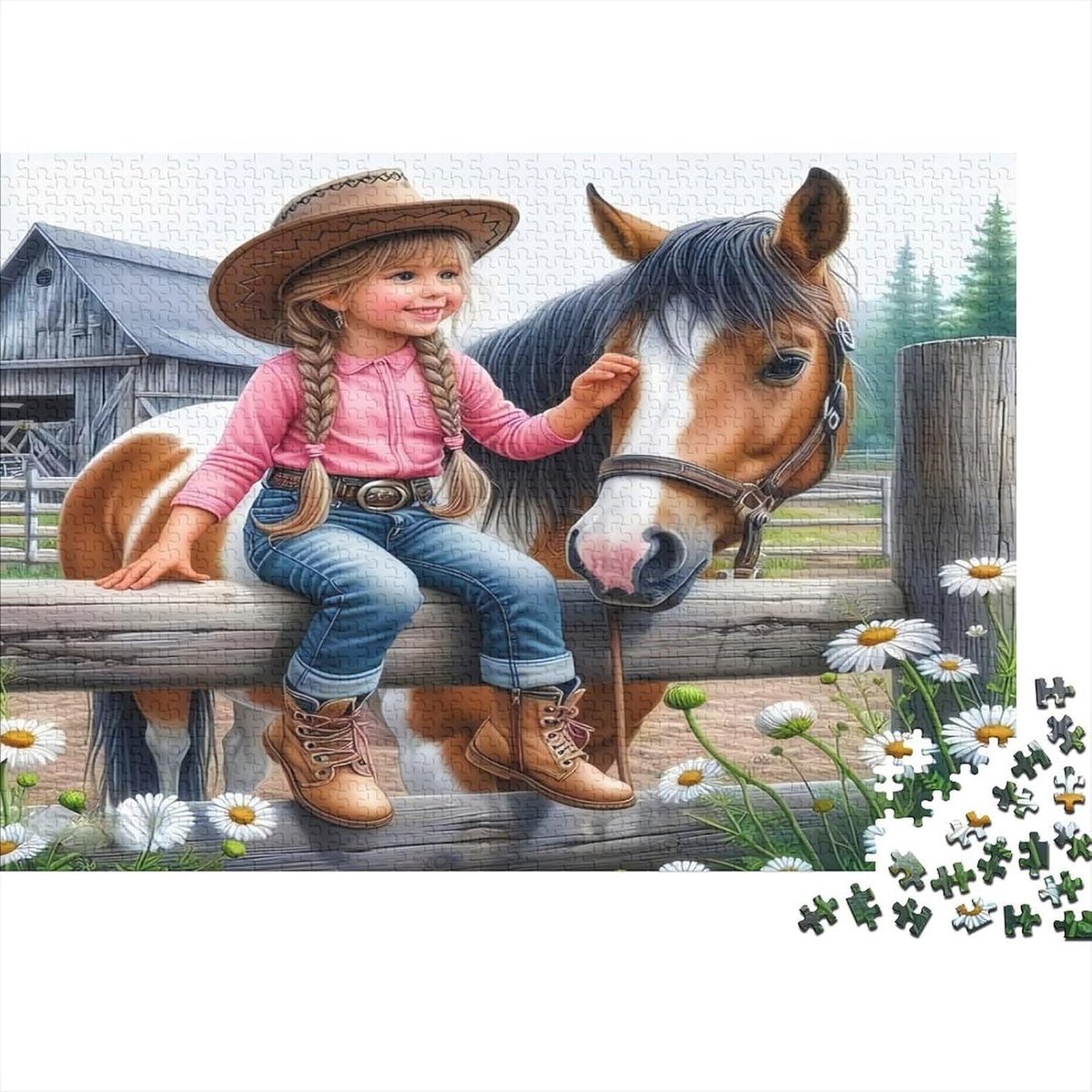 Boerderijmeisjes Puzzel - Hobby Spel - Ontspanning Thuis - Recyclebaar Karton - 1000 Stukjes - Gekleurd