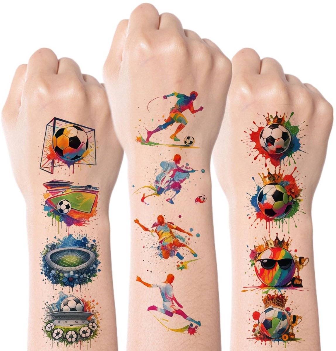 Dailygoods- Waterverf Tatoeages 80 Stuks - Voetbal Tatoeages - Tijdelijke Tatoeages - Tatoeages Kinderen - Partydecoratie - Cadeau voor Verjaardagsfeest
