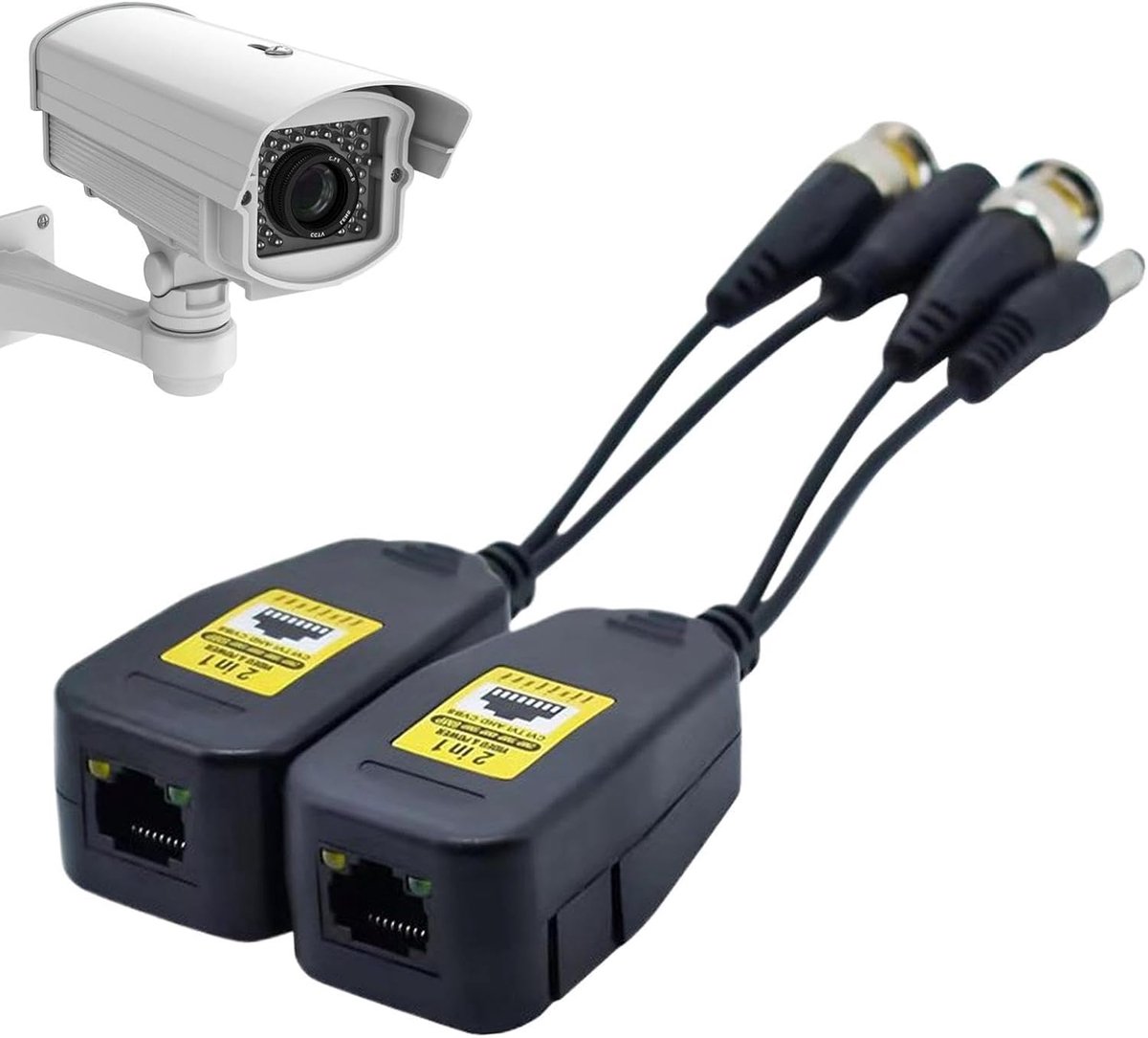 Video Converter - Signaal Adapter - Bewakingssystemen Installeren - Gecombineerde Stroom Video - 15 x 7 x 2 cm - Meerkleurig