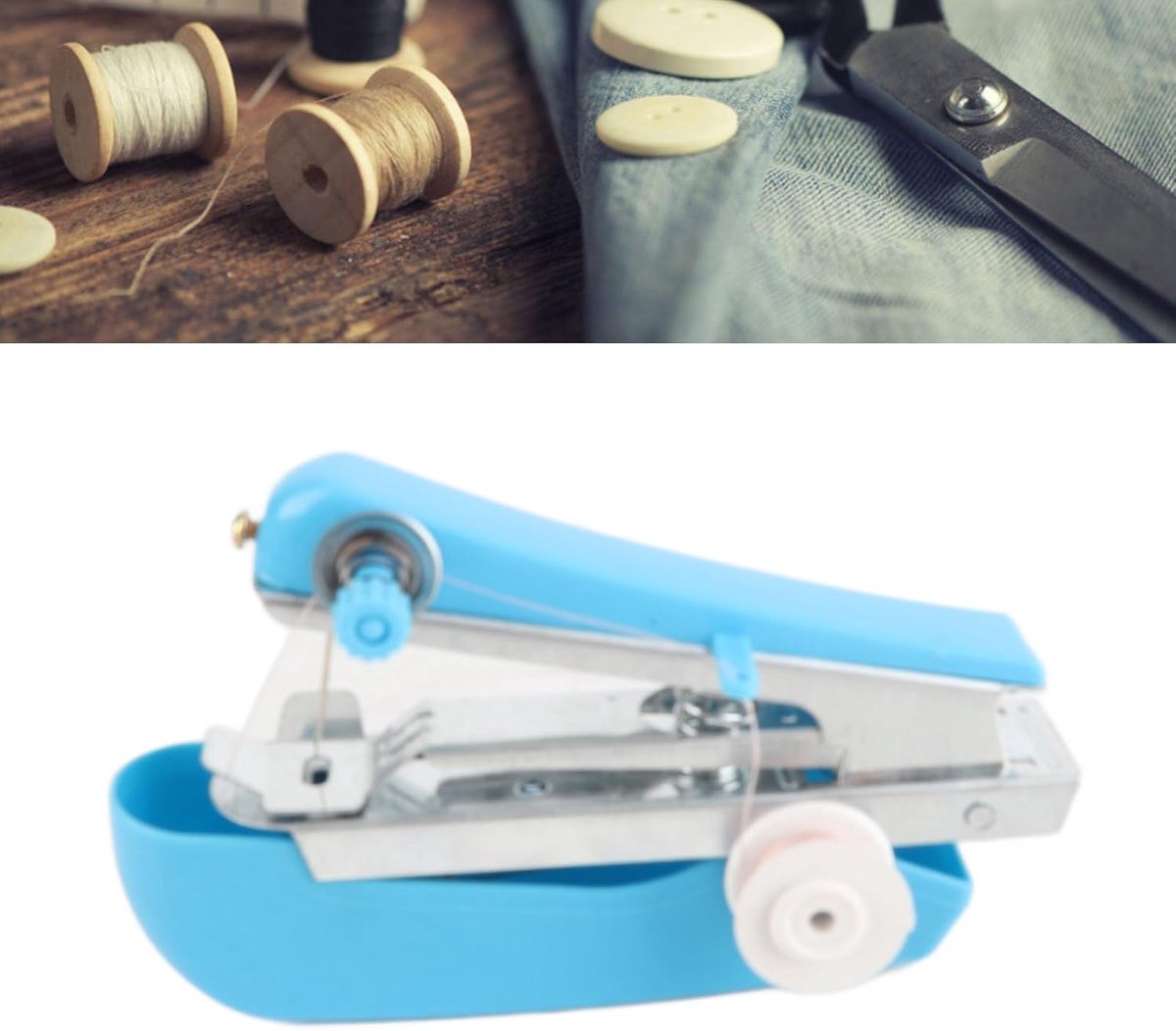 Handnaaimachine - Mini Naaimachine - Kleding Repareren - Compact Draagbaar - 11x7x4 cm - Wit