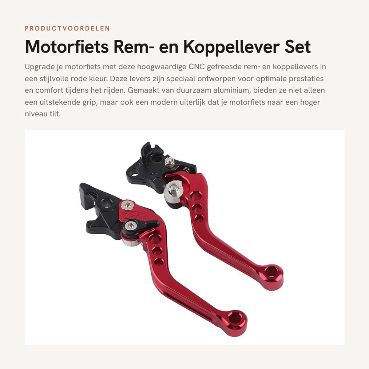 Dailygoods- Remhebel CNC Aluminium - Koppeling/Remhendel - Geschikt voor GY6/CG125 - 1 Paar - Lengte 16cm/19cm - Gewicht 296g - Motorfietsrem