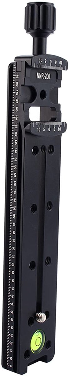 Dailygoods- Nodal Rail 200mm - Lichtgewicht Aluminium - Quick Release Klem - Veiligheidsstopschroeven - Ingebouwde Waterpas - Geschikt voor Macro Fotografie - Camera Slider