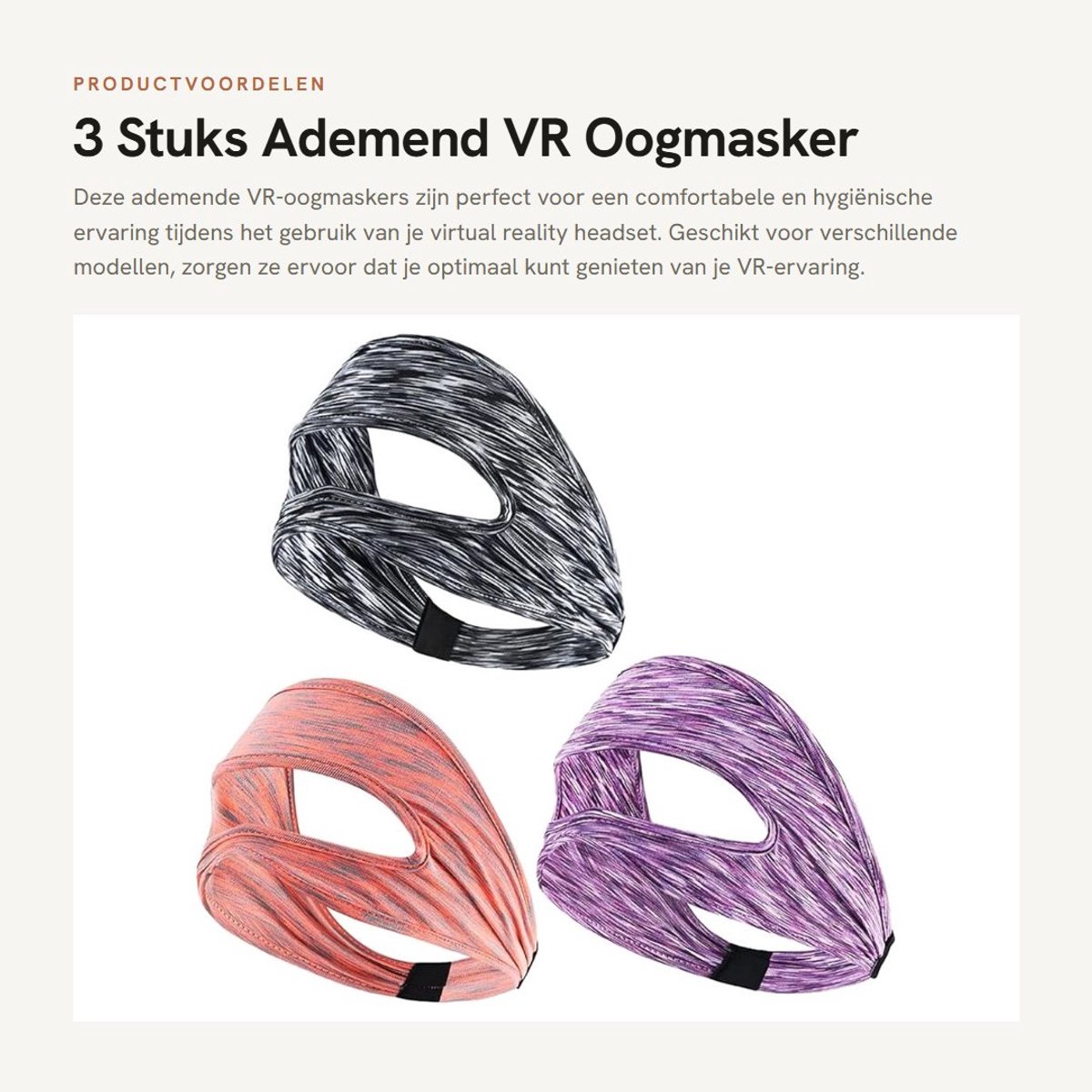 Dailygoods - 3 Stuks Ademend VR Oogmasker voor Virtual Reality Headsets