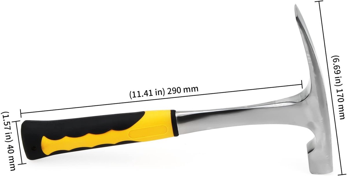 Dailygoods- Geologenhamer - 24 oz - Schokbestendig - Antislip Handvat - Matzwarte Punt - Duurzaam Staal - Ergonomisch Ontwerp - Metselwerkhamer