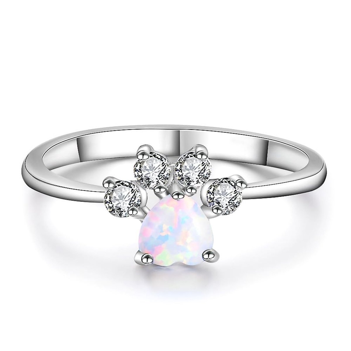 Dailygoods- Verlovingsring Hart - CZ Ring - Hypoallergene Sieraden - Dierlijke Print - Mode Accessoire - Geschikt voor Speciale Gelegenheden