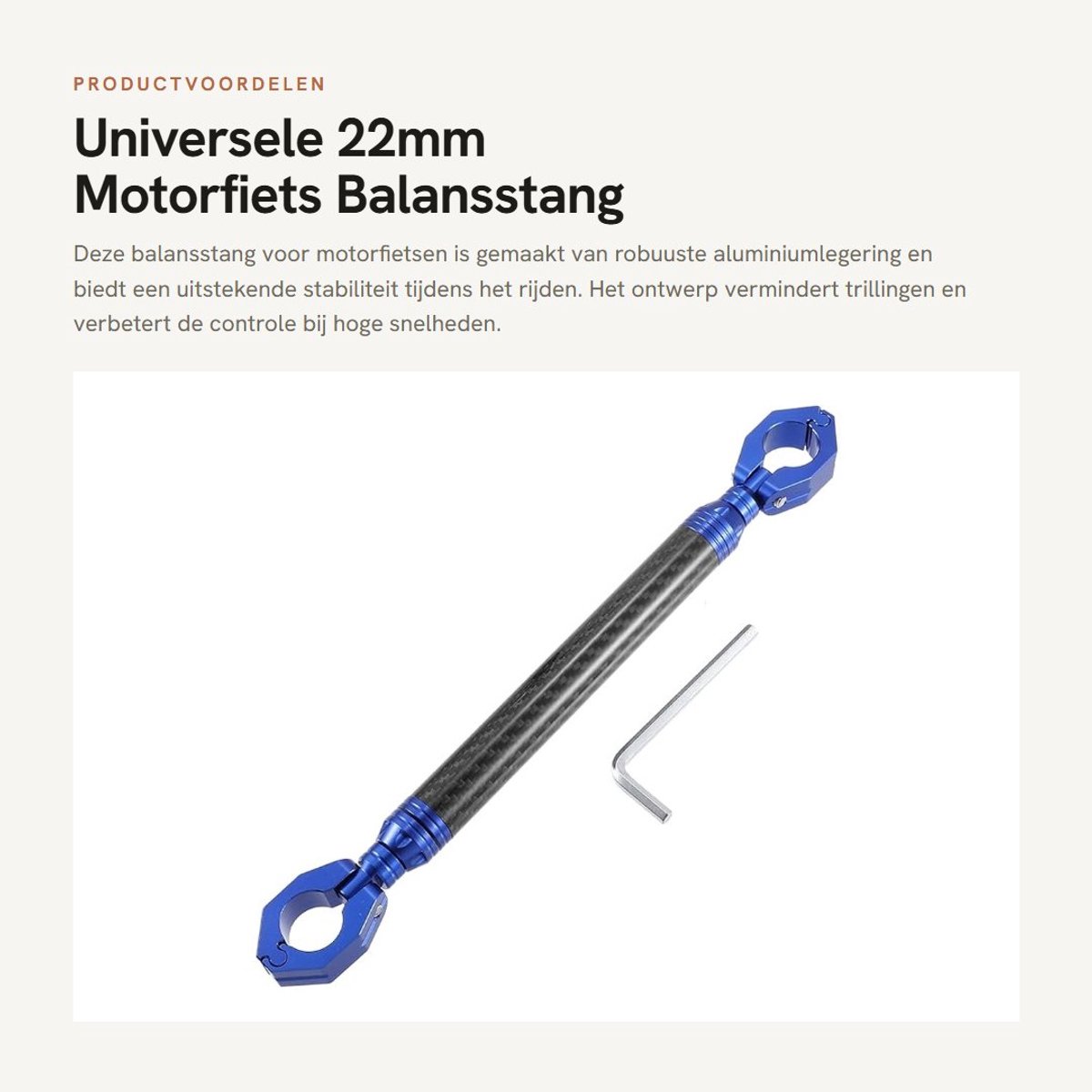 Dailygoods- Balansstang Universeel 22mm - Aluminiumlegering - Duurzaam - Corrosiebestendig - Versterkt Stuur - Vermindert Trillingen - Stuurstang