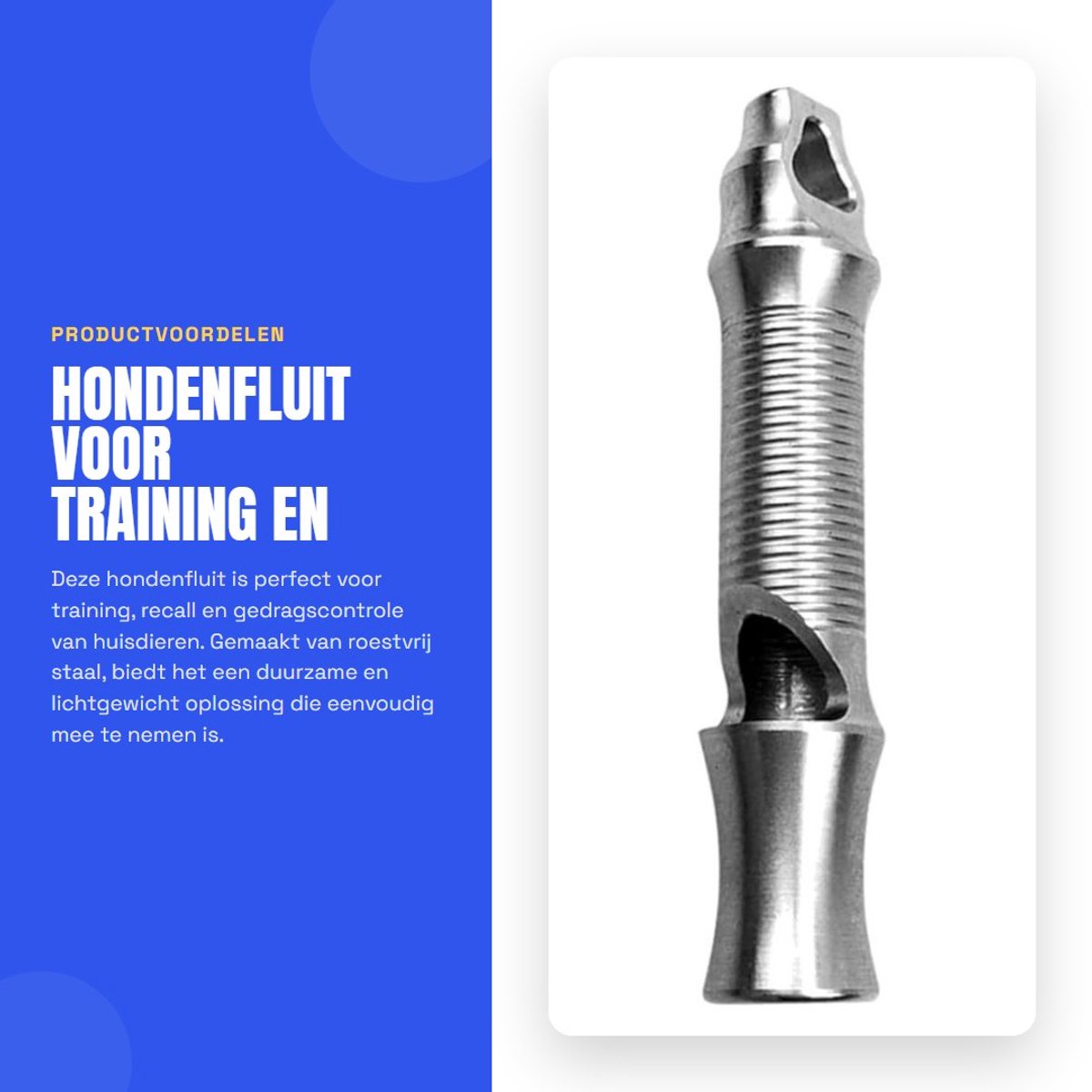 Dailygoods- Hondenfluit 120dB - Training/Recall - Lichtgewicht/Waterdicht - Roestvrij Staal - Duurzaam - Geschikt voor Outdoor Activiteiten - Fluitje