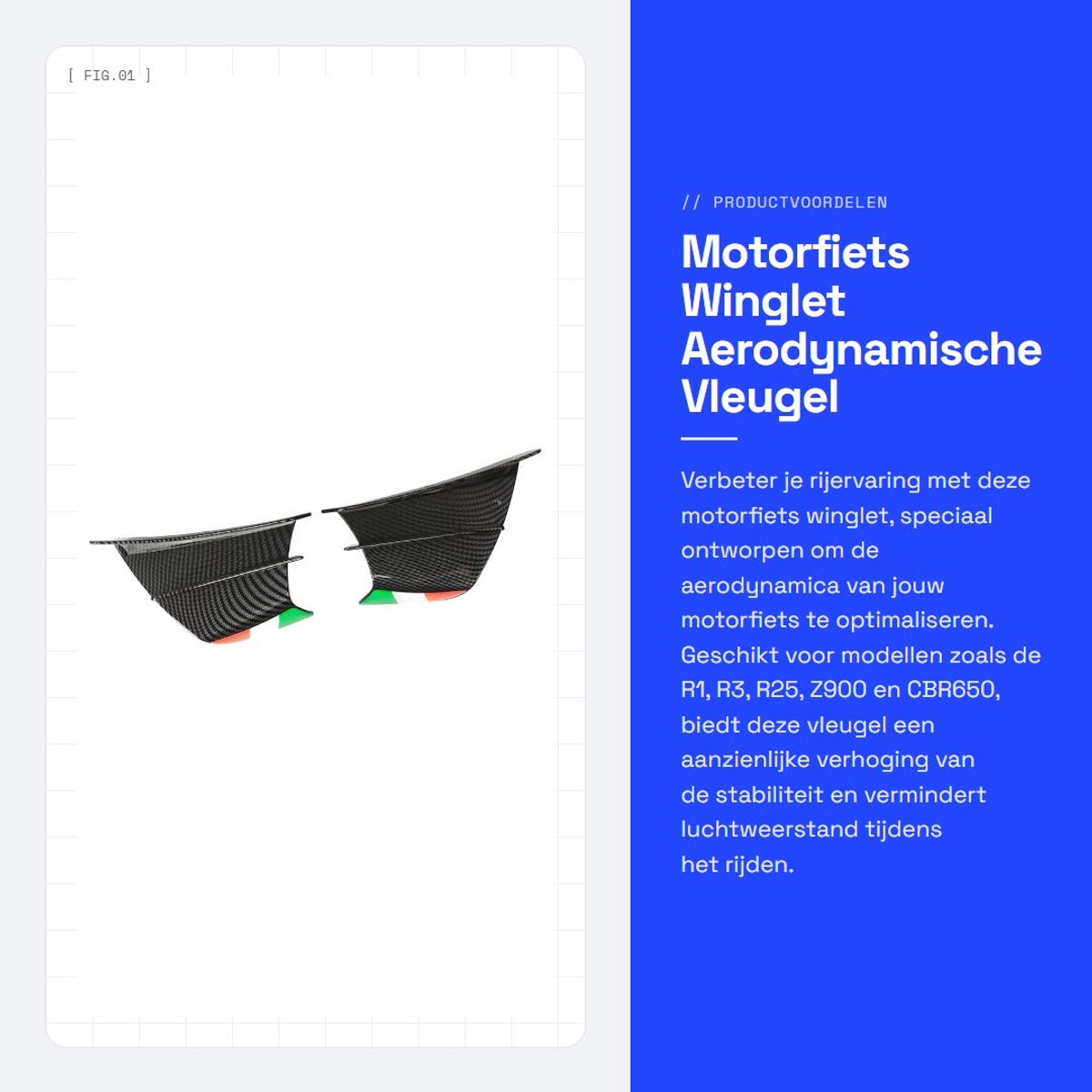 Aerodynamische Motorfiets Winglets Vaste Vleugel Stabilisator 2 Stuks