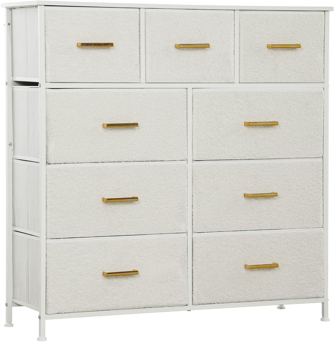 HOMCOM-Kommode-Polyester, Spanplatte-100L x 30B x 99H cm-Cremeweiß
