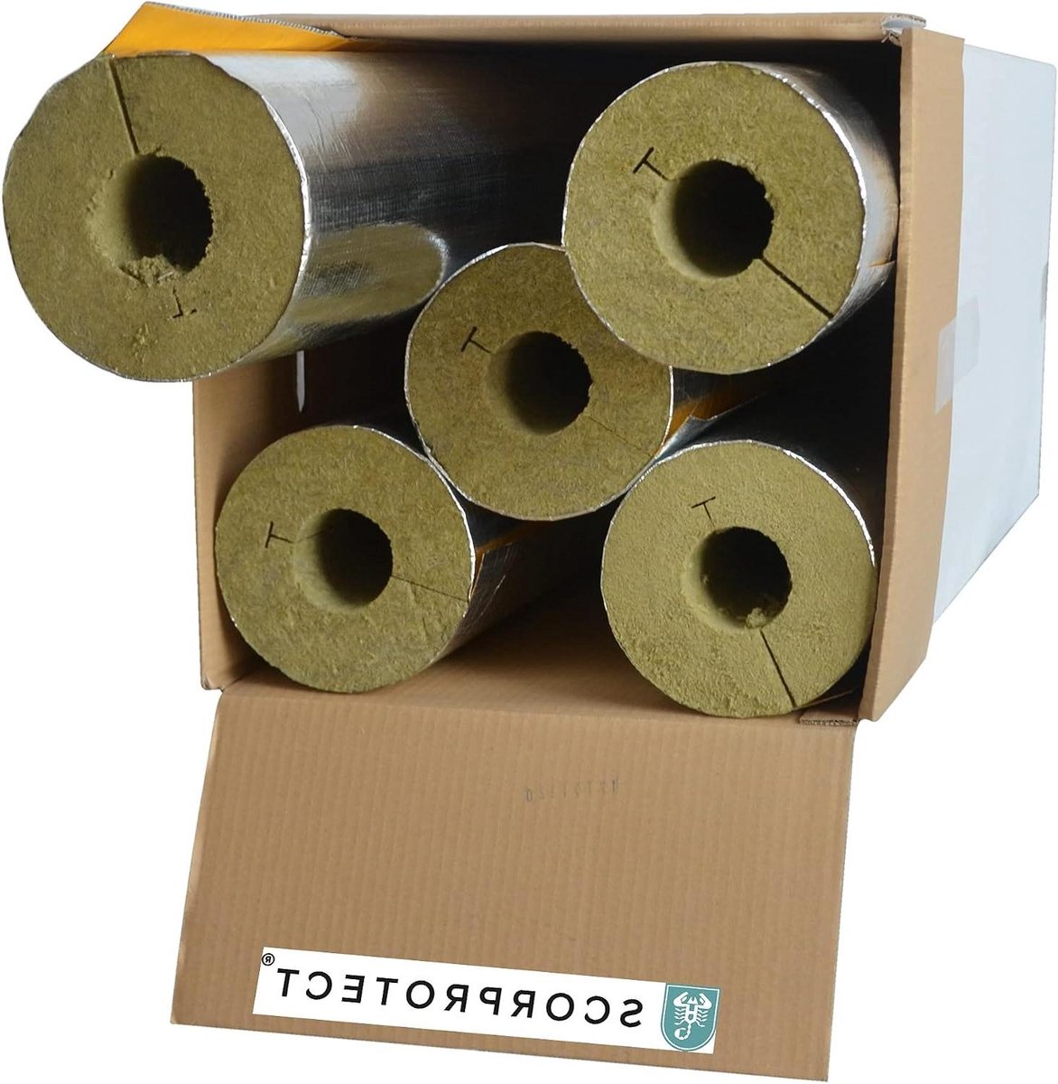 Buisisolatie Steenwol - Isolatieschaal Leiding - Energie Besparen - Aluminium Gelamineerd - 60 x 50 mm x 1 m - Grijs
