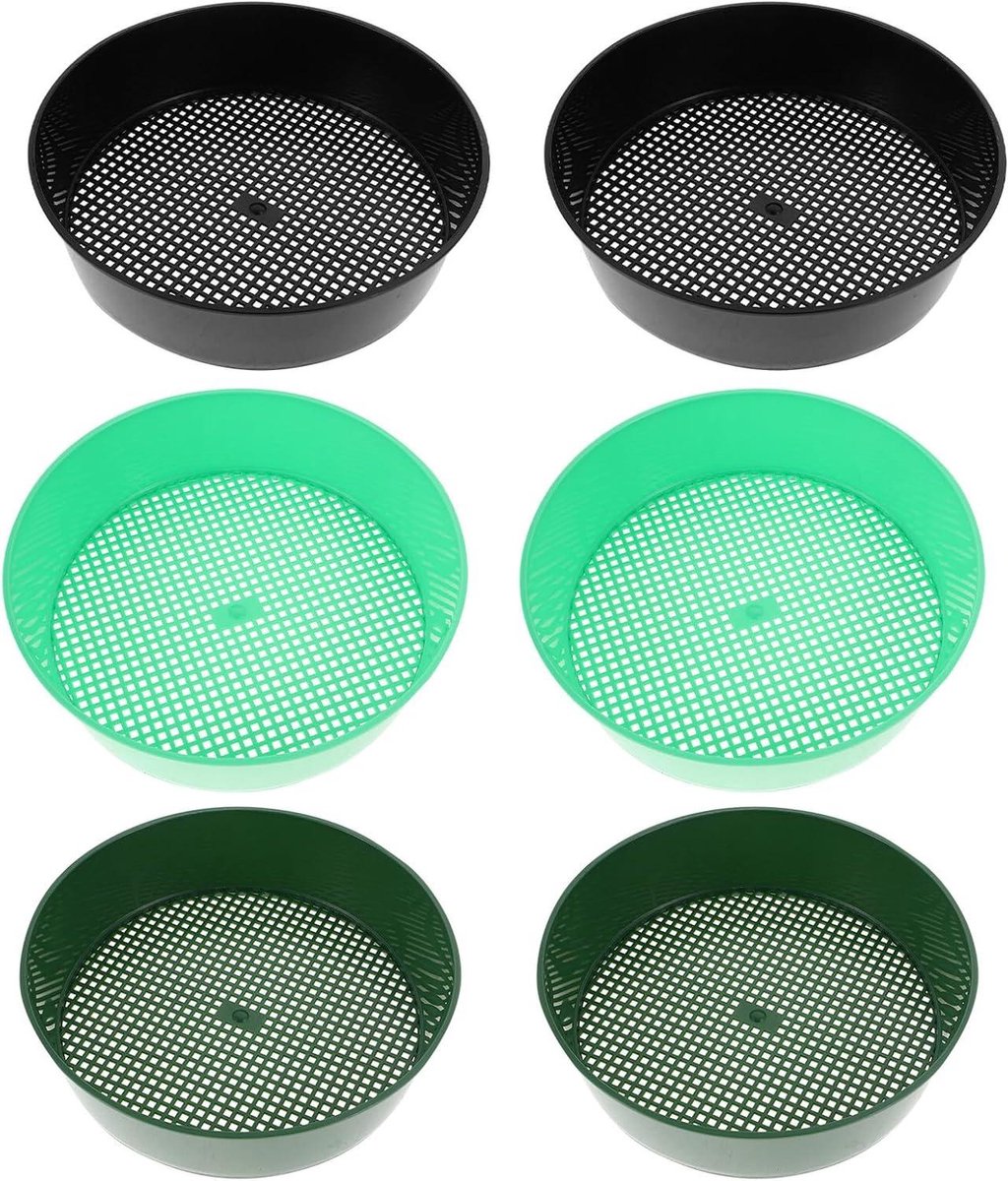 Plastic Grondzeef - Tuinzeef Zeefpan - Bodem Voorbereiden - Duurzame Constructie - 21 x 21 x 5 cm - Diverse kleuren